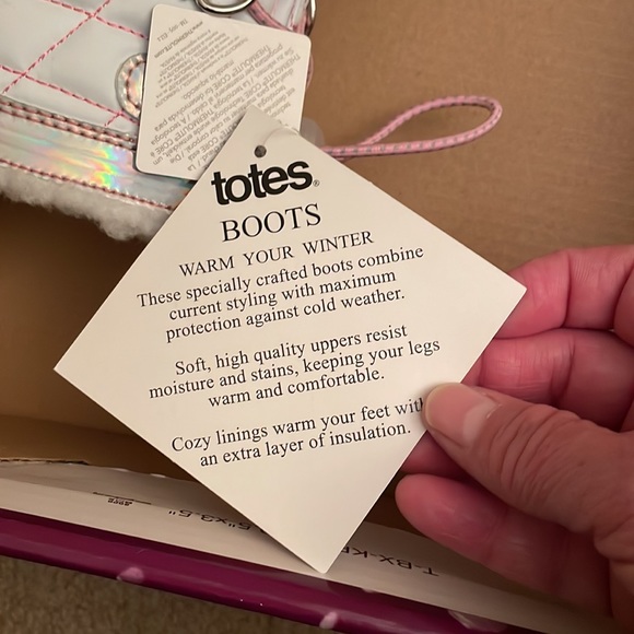 Totes Kids Ernie White & Pink Boots - Girls Size 6M - Picture 10 of 14